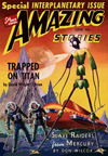 Amazing Stories Science Fiction magazine cover Trapped on Titan