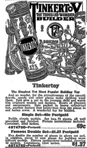 Tinker Toy advertisement from the 1929 Sears Catalogue