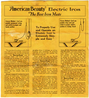 American Beauty Iron Instructions Front