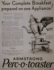Armstrong Perc-O-Toaster Ad in the May 1931 Saturday Evening Post